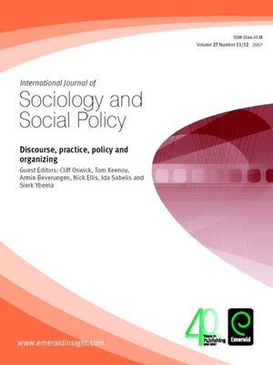 cover image of International Journal of Sociology and Social Policy, Volume 27, Issue 11 & 12